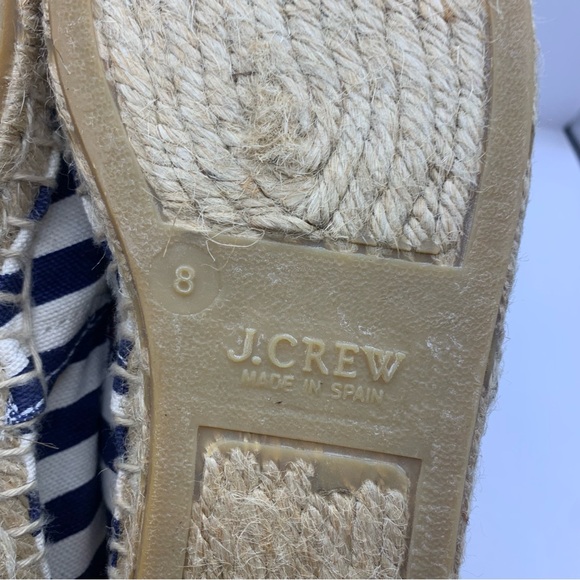 J. Crew Striped Espadrilles Flats Pull On White Blue Size 8 Coastal summer - Picture 8 of 9